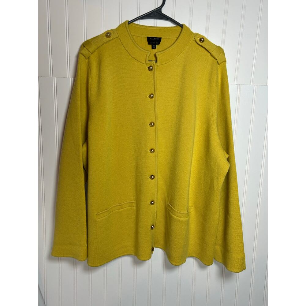 Talbots Yellow Button-Front Knit Cardigan - Picture 2 of 13
